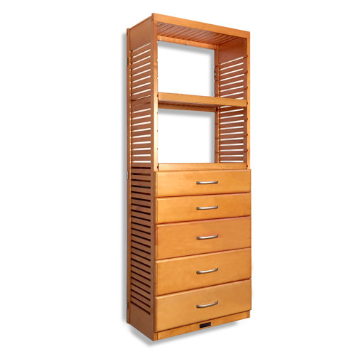 John Louis Home 26.25" W Deep Solid Wood Deluxe 5 Drawer Storage Tower